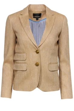 J.Crew - Tan Herringbone Linen Blend Blazer Sz 00