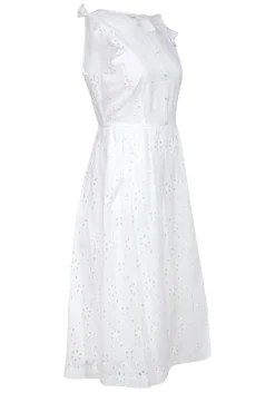 J.Crew - White Floral Eyelet Ruffled Midi Dress Sz 4