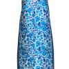 J.Crew Collection - Aqua & Cobalt Floral Motif Silk & Cotton Shift Dress Sz 6