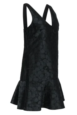 J.Crew Collection - Black Floral Embroidered Sleeveless Dress w/ Flounce Sz 6