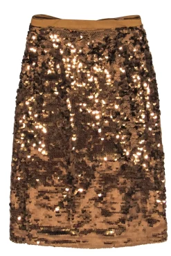 J.Crew Collection - Gold Sequin Belted Midi Skirt Sz 4