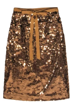 J.Crew Collection - Gold Sequin Belted Midi Skirt Sz 4