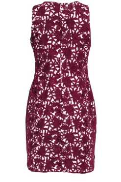 J.Crew Collection - Ivory & Burgundy Floral Embroidered Overlay Sheath Dress Sz 6