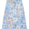 J.Crew Collection - Light Blue, Peach, & Ivory Floral Print Textured Satin Skirt Sz S