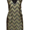 J.Crew Collection - Navy & Gold Chevron Shift Dress Sz 8