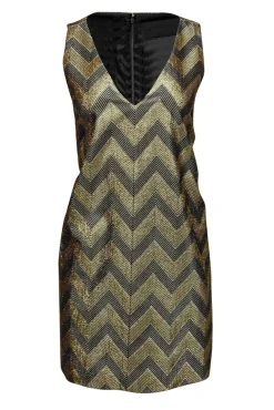 J.Crew Collection - Navy & Gold Chevron Shift Dress Sz 8