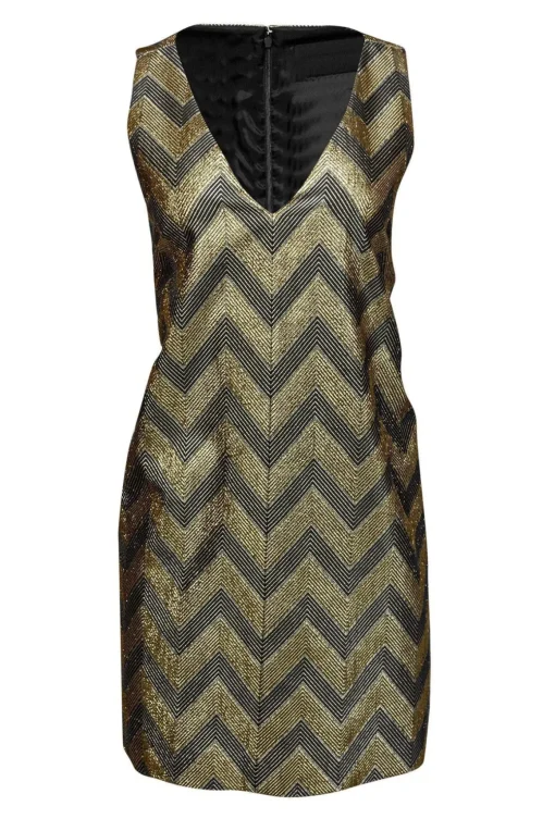 J.Crew Collection - Navy & Gold Chevron Shift Dress Sz 8