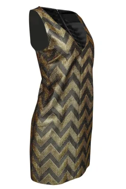 J.Crew Collection - Navy & Gold Chevron Shift Dress Sz 8