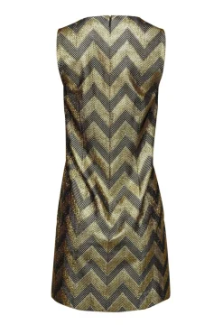 J.Crew Collection - Navy & Gold Chevron Shift Dress Sz 8