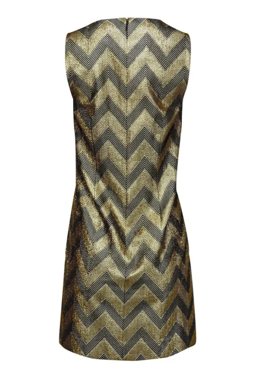 J.Crew Collection - Navy & Gold Chevron Shift Dress Sz 8