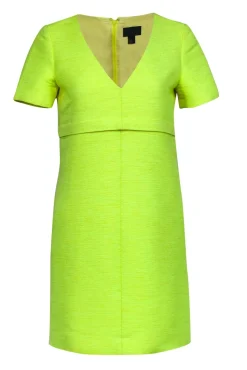 J.Crew Collection - Neon Yellow Short Sleeve V-Neck Dress Sz 2