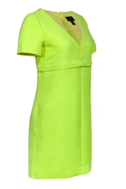 J.Crew Collection - Neon Yellow Short Sleeve V-Neck Dress Sz 2