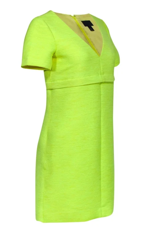 J.Crew Collection - Neon Yellow Short Sleeve V-Neck Dress Sz 2