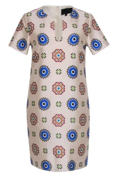 J.Crew Collection - Nude Medallion Print Wool & Silk Shift Dress Sz 8