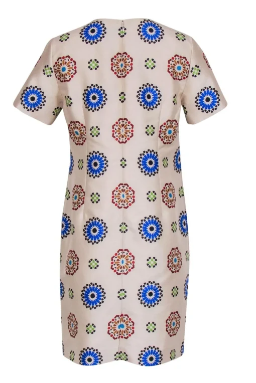 J.Crew Collection - Nude Medallion Print Wool & Silk Shift Dress Sz 8