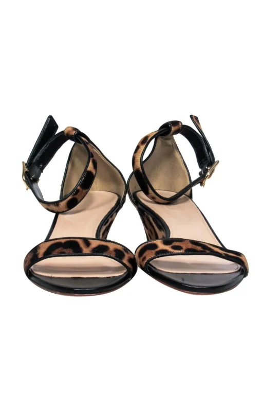 J.Crew Collection - Tan & Black Leopard Print Calf Hair Wedges Sz 8.5