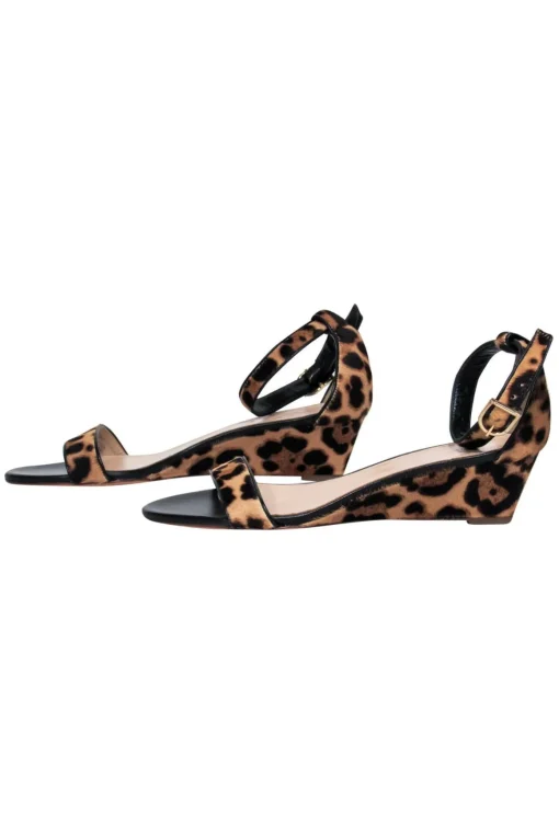 J.Crew Collection - Tan & Black Leopard Print Calf Hair Wedges Sz 8.5