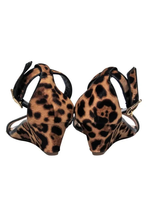 J.Crew Collection - Tan & Black Leopard Print Calf Hair Wedges Sz 8.5