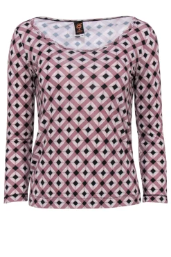 Jean Paul Gaultier - Mauve Diamond Printed Long Sleeve Mesh Top Sz M
