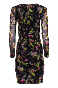 Jean Paul Gaultier Soleil - Black Floral Mesh Scoop Neck Bodycon Dress Sz S