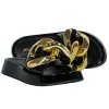 Jeffrey Campbell - Black Patent Slide Sandals w/ Oversized Chain Link Sz 7.5