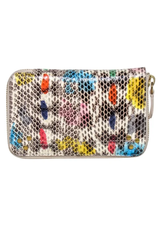 Jerome Dreyfuss - Beige & Multi Color Snake Skin Print Wallet
