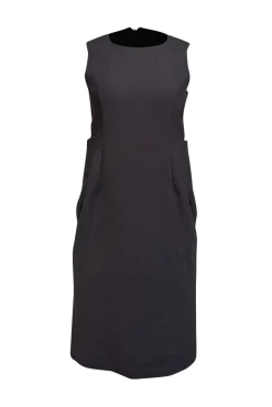 Jil Sander - Black Thick Knit Sleeveless Sheath Dress Sz S