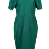 Jil Sander - Dark Kelly Green Wool Short Sleeve Dress Sz 14