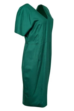 Jil Sander - Dark Kelly Green Wool Short Sleeve Dress Sz 14