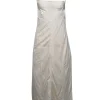 Jil Sander - Pale Yellow Satin & Lace Midi Dress Sz 4