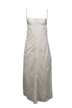 Jil Sander - Pale Yellow Satin & Lace Midi Dress Sz 4