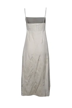 Jil Sander - Pale Yellow Satin & Lace Midi Dress Sz 4