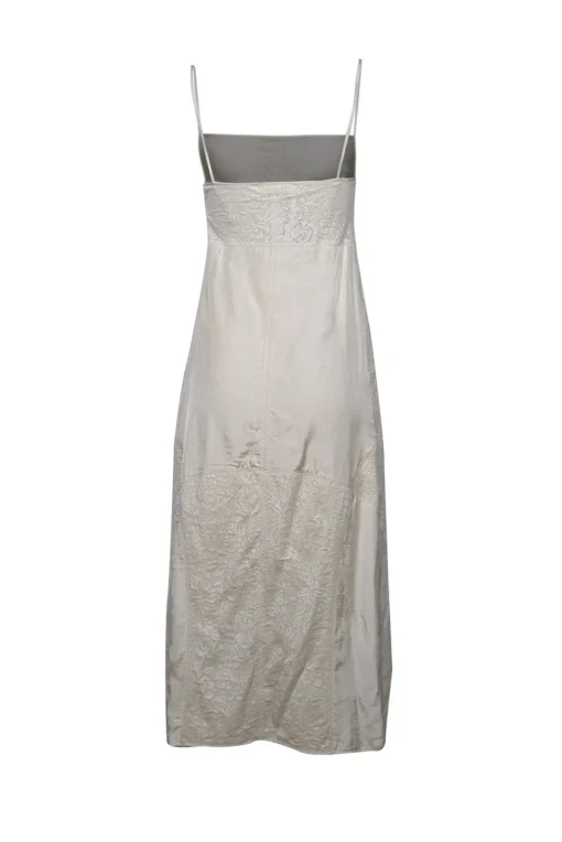 Jil Sander - Pale Yellow Satin & Lace Midi Dress Sz 4