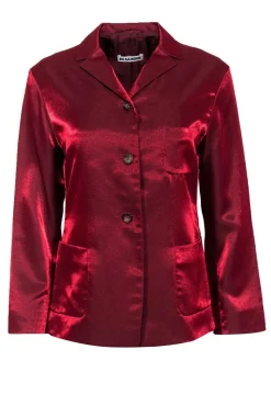 Jil Sander - Red Shiny Button-Up Blazer Sz M
