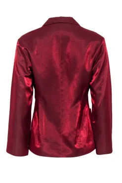 Jil Sander - Red Shiny Button-Up Blazer Sz M