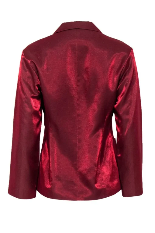 Jil Sander - Red Shiny Button-Up Blazer Sz M