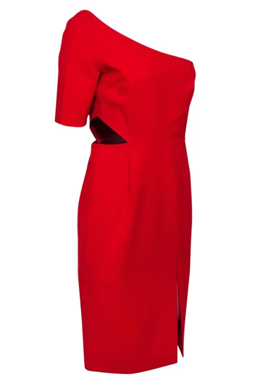 Jill Jill Stuart - Red One-Shouldered Sheath Dress w/ Cutout Sz 8