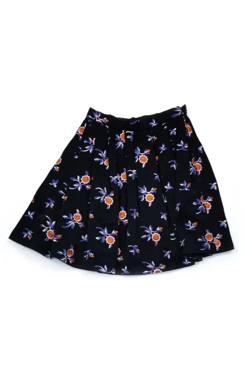 Jill Stuart - Embroidered Black Full Skirt Sz 2