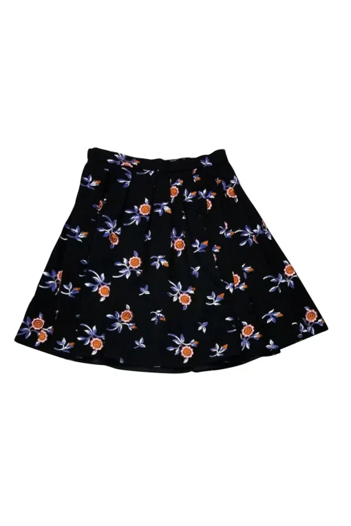 Jill Stuart - Embroidered Black Full Skirt Sz 2