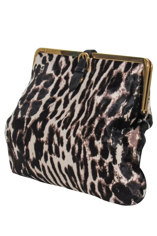 Jimmy Choo - Beige & Dark Brown Leopard Print Calf Hair Clutch