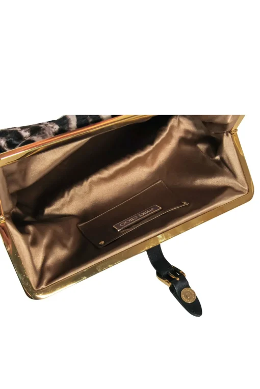 Jimmy Choo - Beige & Dark Brown Leopard Print Calf Hair Clutch