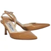 Jimmy Choo - Beige Smooth Leather Slingback Kitten Heels Sz 6