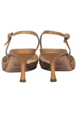 Jimmy Choo - Beige Smooth Leather Slingback Kitten Heels Sz 6