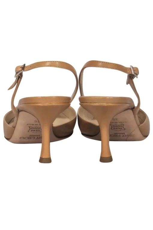 Jimmy Choo - Beige Smooth Leather Slingback Kitten Heels Sz 6