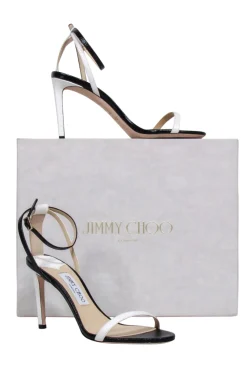 Jimmy Choo - Black & White Color Block Sandal Heel Sz 8