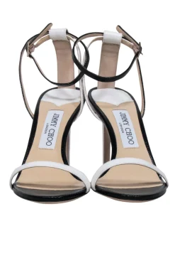 Jimmy Choo - Black & White Color Block Sandal Heel Sz 8