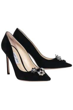 Jimmy Choo - Black Suede Dempsey Pumps w/ Toe Charms Sz 10