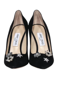Jimmy Choo - Black Suede Dempsey Pumps w/ Toe Charms Sz 10