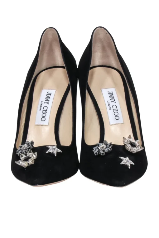 Jimmy Choo - Black Suede Dempsey Pumps w/ Toe Charms Sz 10