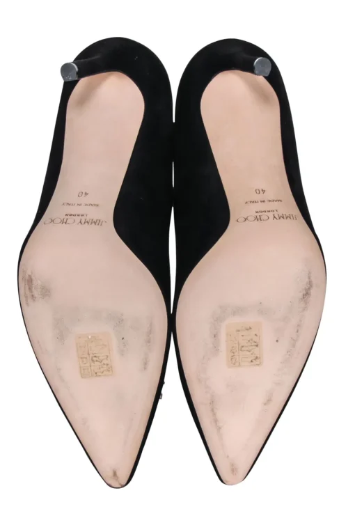 Jimmy Choo - Black Suede Dempsey Pumps w/ Toe Charms Sz 10